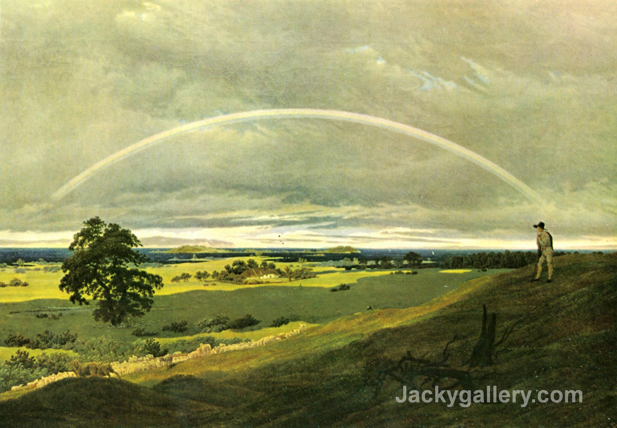 Landscape with rainbow by Caspar David Friedrich paintings reproduction